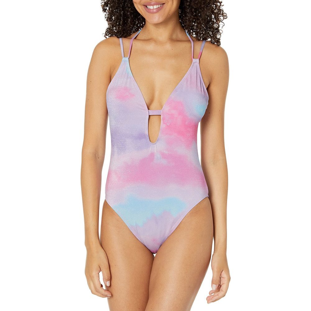 BCBGeneration Women's One Piece Swimsuit Double Strap Keyhole Tummy Medium M
